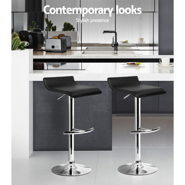 Artiss Set of 2 PU Leather Bar Stools - Black Artiss