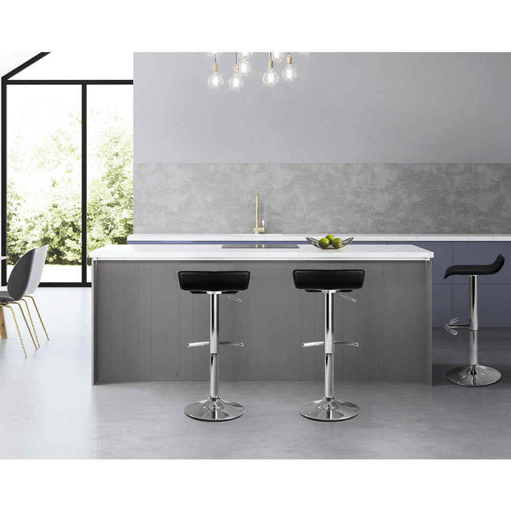 Artiss Set of 2 PU Leather Bar Stools - Black Artiss
