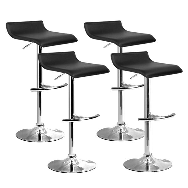 Artiss Set of 4 PU Leather Wave Style Bar Stools - Black Artiss