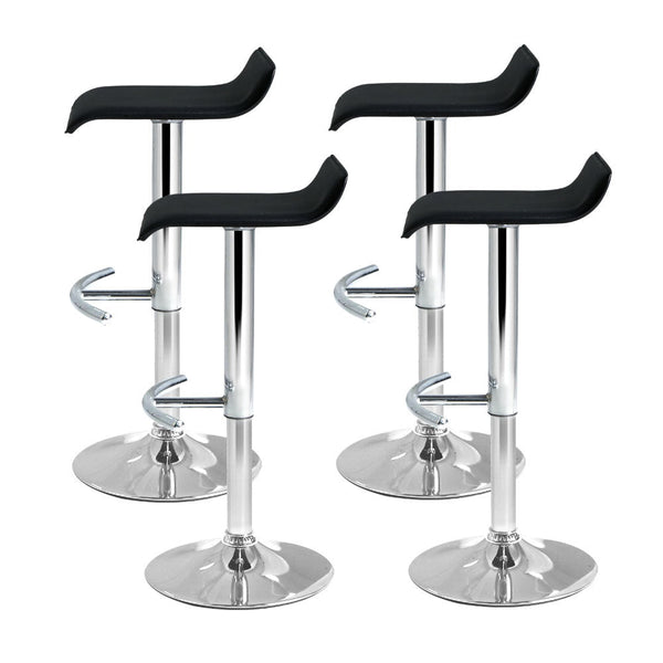 Artiss Set of 4 PU Leather Wave Style Bar Stools - Black Artiss