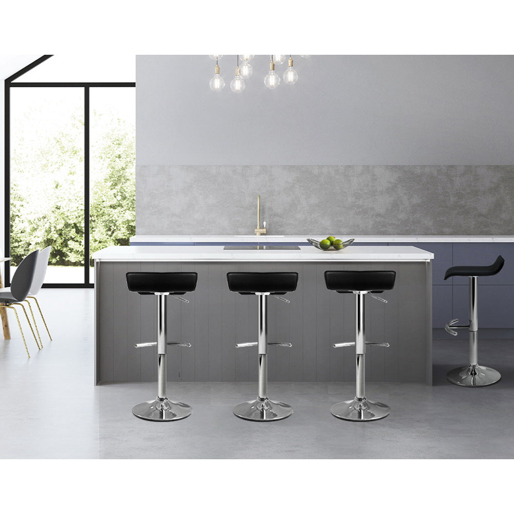 Artiss Set of 4 PU Leather Wave Style Bar Stools - Black Artiss