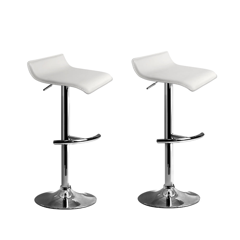 Artiss Set of 2 PU Leather Bar Stools - White Artiss