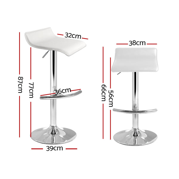 Artiss Set of 2 PU Leather Bar Stools - White Artiss