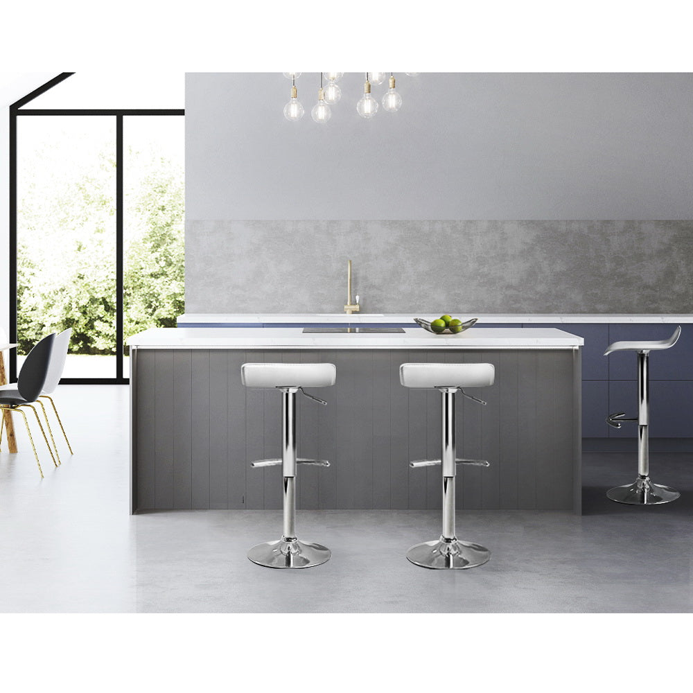 Artiss Set of 2 PU Leather Bar Stools - White Artiss