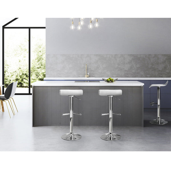 Artiss Set of 2 PU Leather Bar Stools - White Artiss