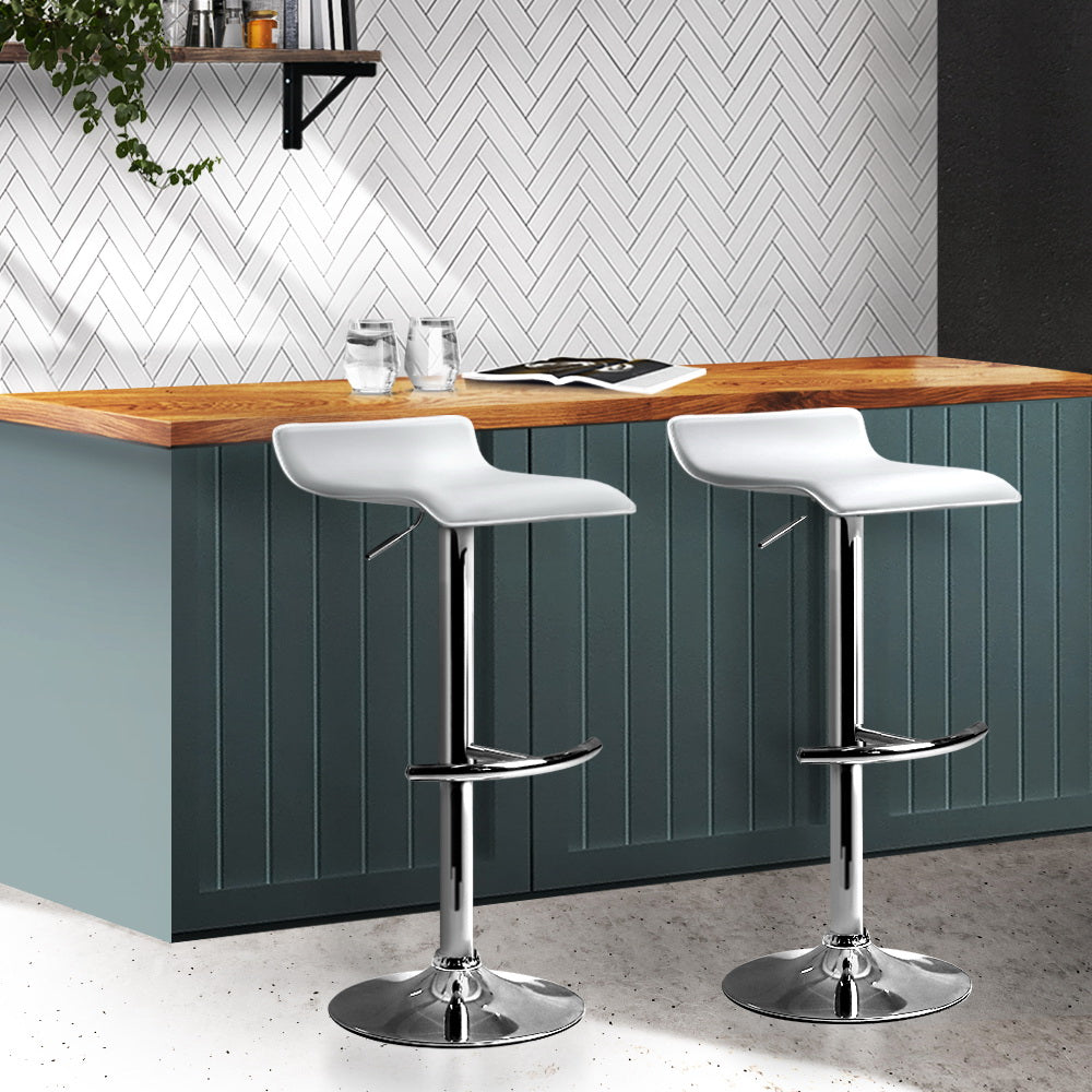 Artiss Set of 2 PU Leather Bar Stools - White Artiss