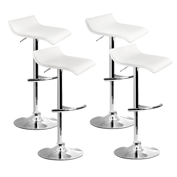 Artiss Set of 4 PU Leather Wave Style Bar Stools - White Artiss