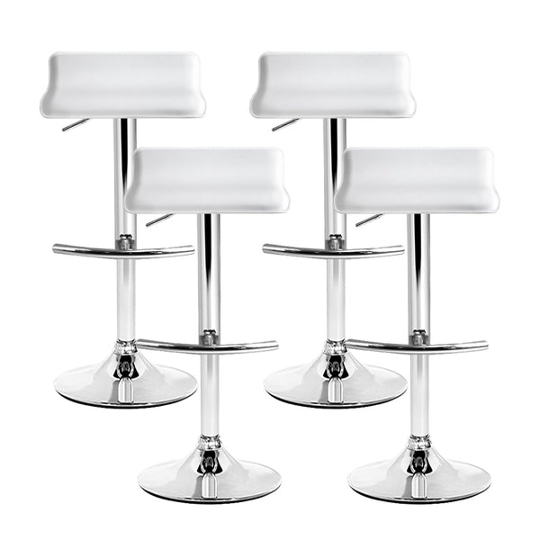 Artiss Set of 4 PU Leather Wave Style Bar Stools - White Artiss