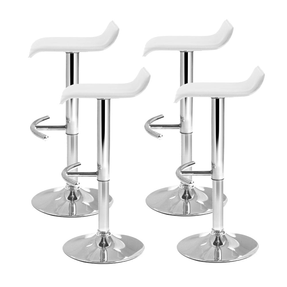 Artiss Set of 4 PU Leather Wave Style Bar Stools - White Artiss