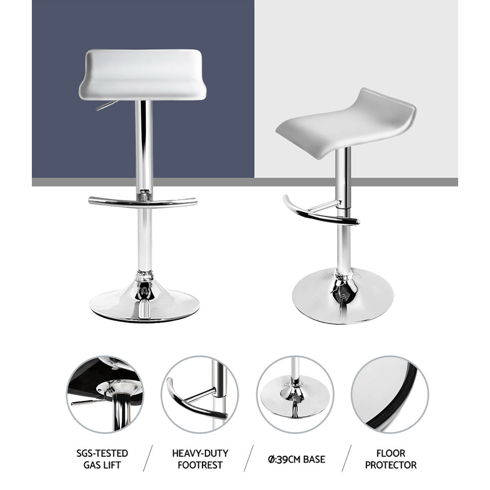 Artiss Set of 4 PU Leather Wave Style Bar Stools - White Artiss