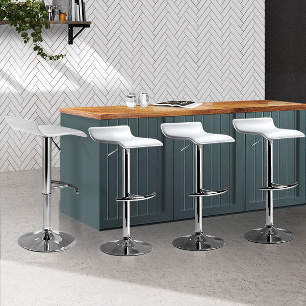 Artiss Set of 4 PU Leather Wave Style Bar Stools - White Artiss
