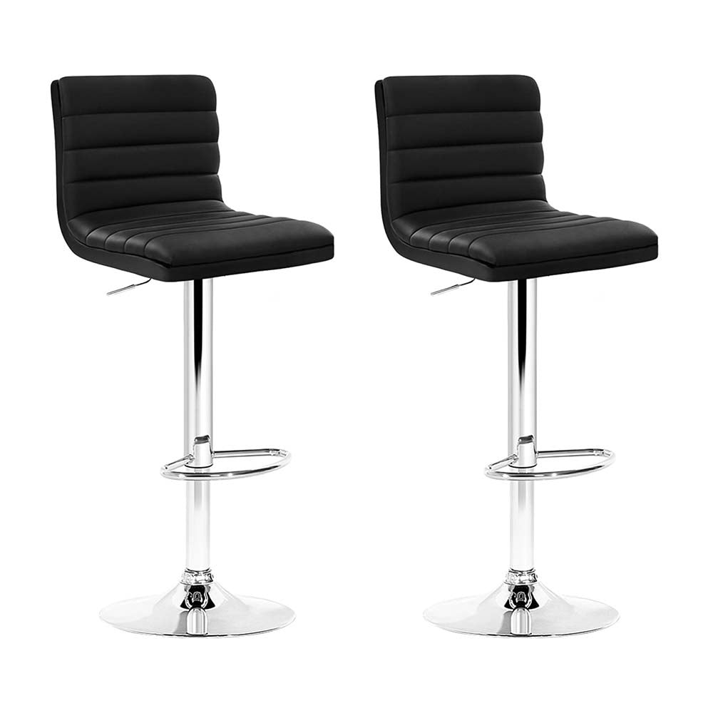 Artiss Set of 2 PU Leather Bar Stools Padded Line Style - Black Artiss