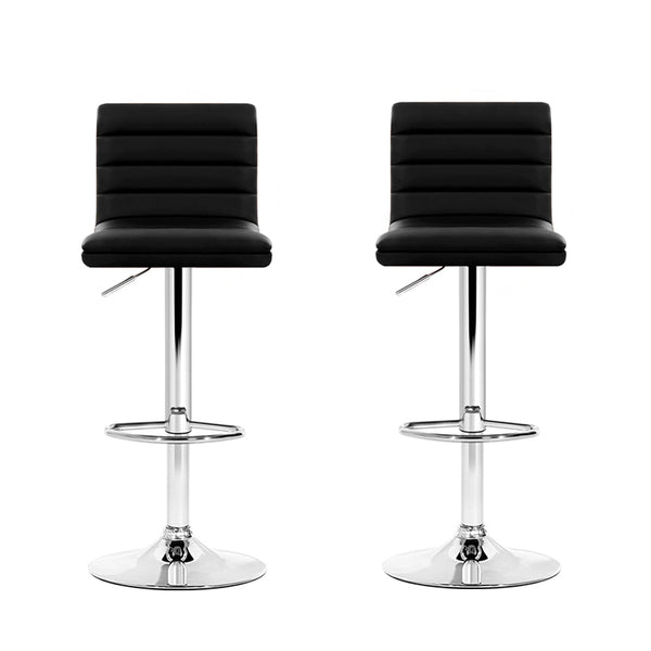 Artiss Set of 2 PU Leather Bar Stools Padded Line Style - Black Artiss