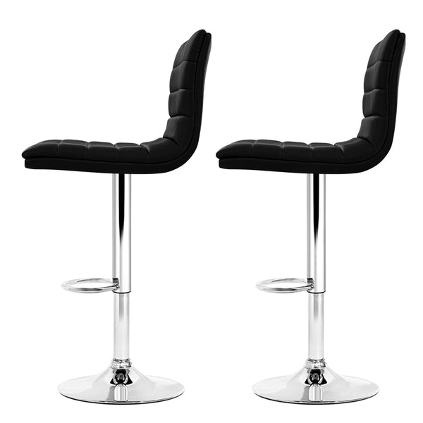 Artiss Set of 2 PU Leather Bar Stools Padded Line Style - Black Artiss