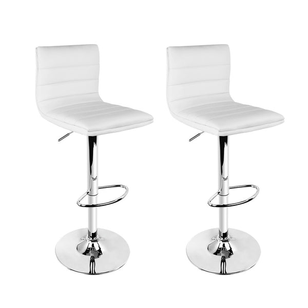 Artiss 2x Leather Bar Stools ARNE Swivel Gas Lift White freeshipping - Awezingly