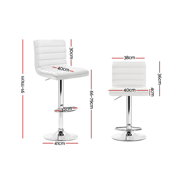 Artiss 2x Leather Bar Stools ARNE Swivel Gas Lift White freeshipping - Awezingly