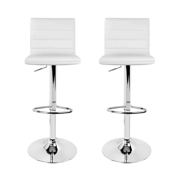 Artiss 2x Leather Bar Stools ARNE Swivel Gas Lift White freeshipping - Awezingly
