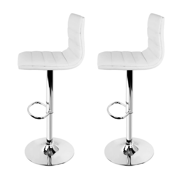 Artiss 2x Leather Bar Stools ARNE Swivel Gas Lift White freeshipping - Awezingly