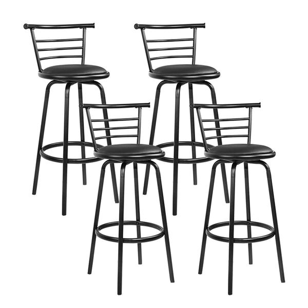 Artiss Set of 4 PU Leather Bar Stools - Black and Steel freeshipping - Awezingly