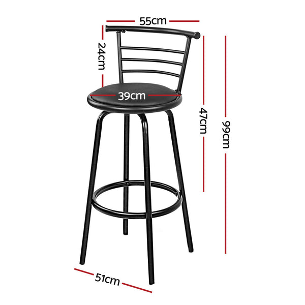 Artiss Set of 4 PU Leather Bar Stools - Black and Steel freeshipping - Awezingly