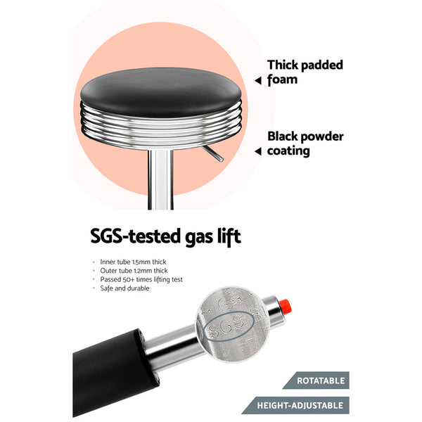 Artiss Set of 2 Backless PU Leather Bar Stools - Black and Chrome Artiss