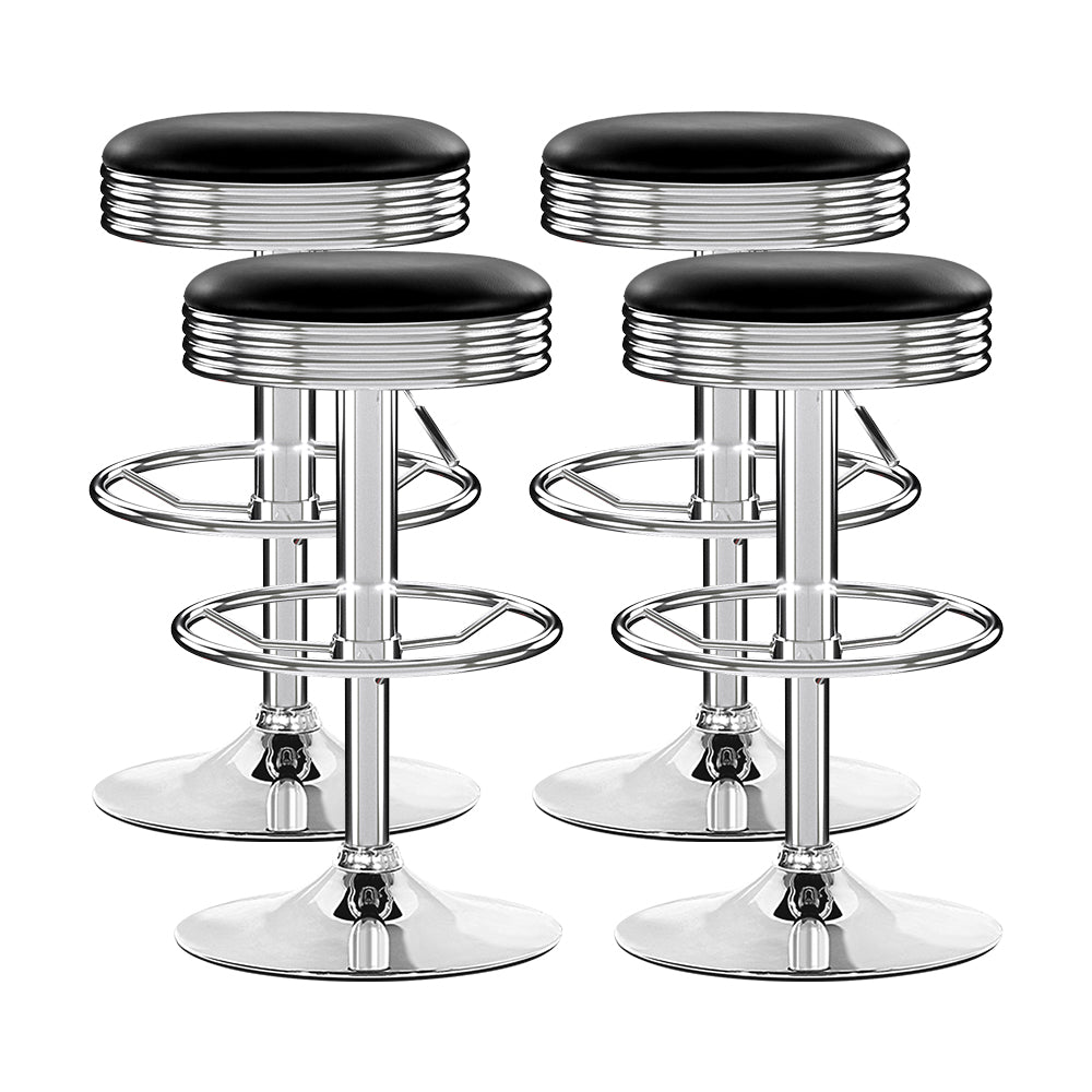 Artiss Set of 4 PU Leather Backless Bar Stools - Black and Chrome Artiss
