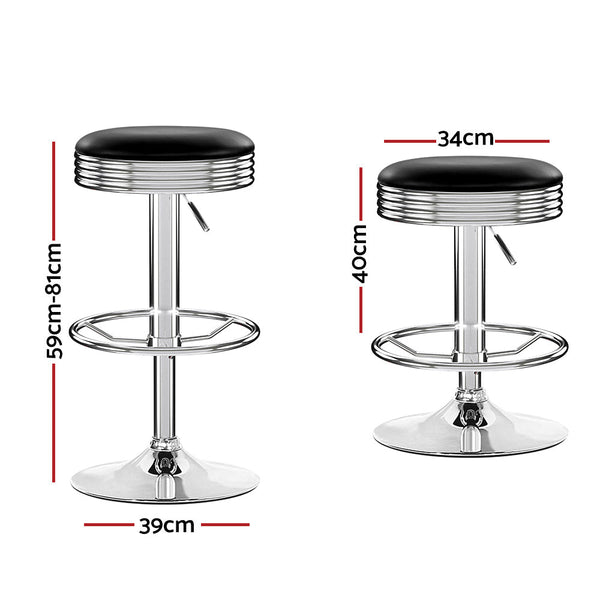 Artiss Set of 4 PU Leather Backless Bar Stools - Black and Chrome Artiss