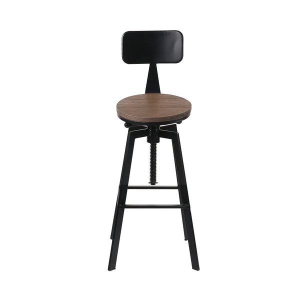 Artiss Set of 2 Rustic Industrial Style Metal Bar Stool - Black and Wood freeshipping - Awezingly
