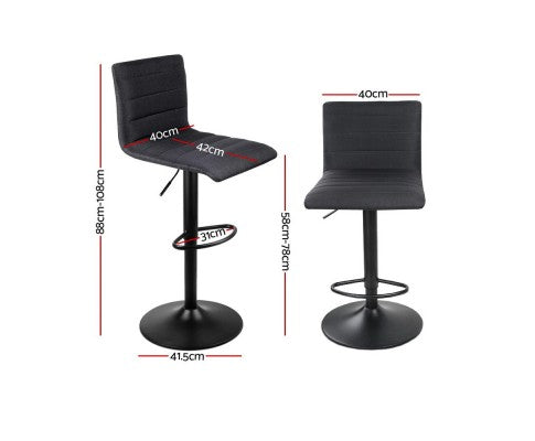 Artiss Set of 2 Fabric Bar Stools - Black freeshipping - Awezingly