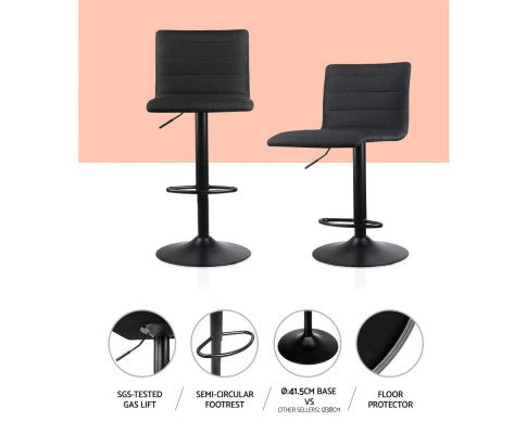 Artiss Set of 2 Fabric Bar Stools - Black freeshipping - Awezingly