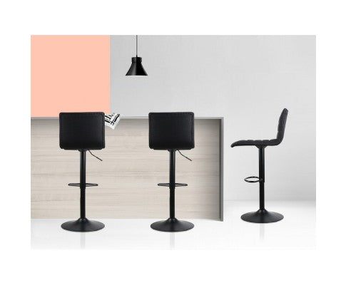 Artiss Set of 2 Fabric Bar Stools - Black freeshipping - Awezingly