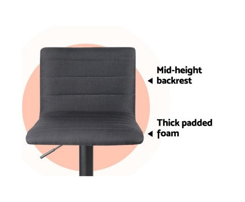 Artiss Set of 2 Fabric Bar Stools - Black freeshipping - Awezingly