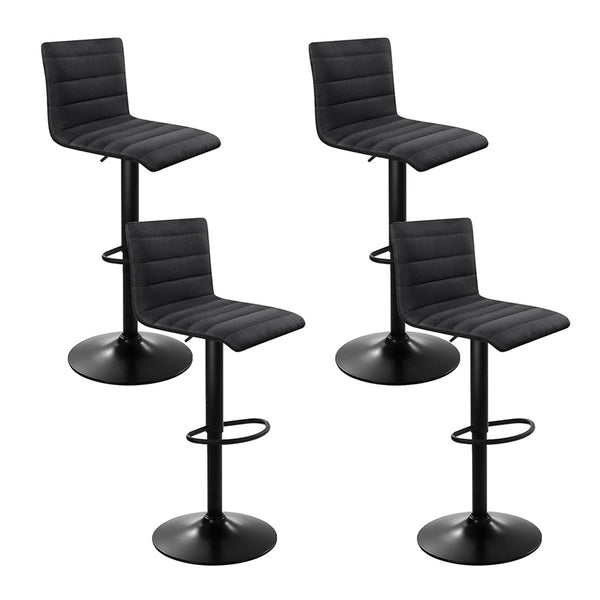 Artiss Set of 4 Faux Linen Bar Stools - Black freeshipping - Awezingly