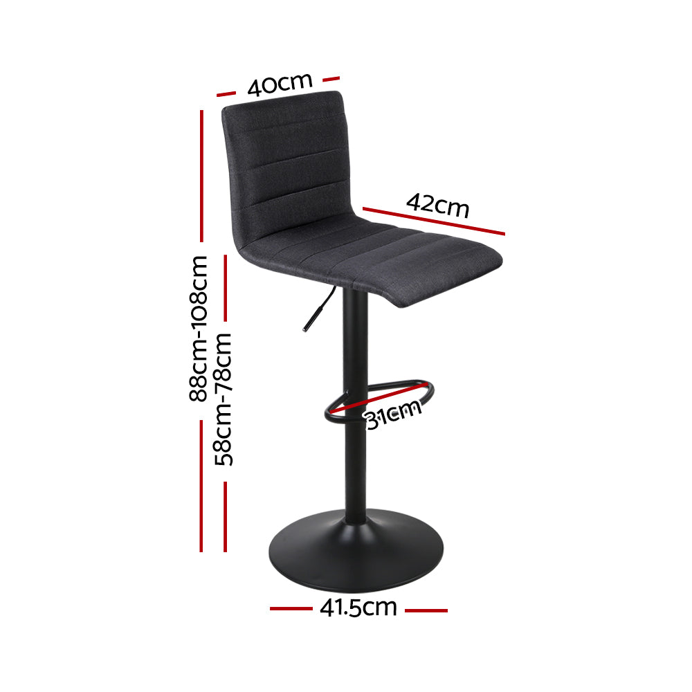 Artiss Set of 4 Faux Linen Bar Stools - Black freeshipping - Awezingly