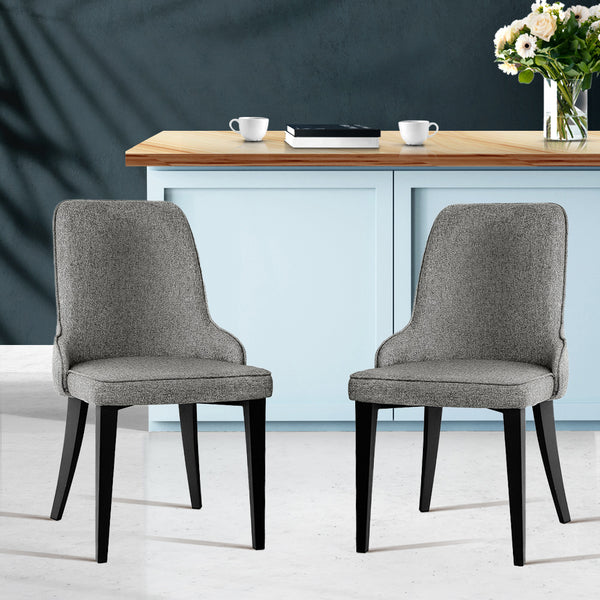 Artiss Set of 2 Fabric Dining Chairs - Grey freeshipping - Awezingly