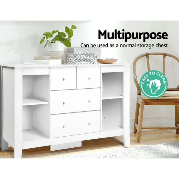 Keezi Baby Change Table Tall boy Drawers Dresser Chest Storage Cabinet White freeshipping - Awezingly