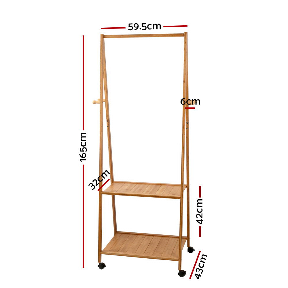 Artiss Clothes Rack Airer Coat Stand 165x59cm Wheels Artiss