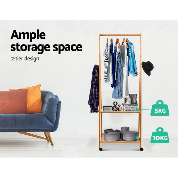 Artiss Clothes Rack Airer Coat Stand 165x59cm Wheels Artiss