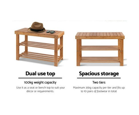 Artiss Bamboo Shoe Rack Wooden Seat Bench freeshipping - Awezingly