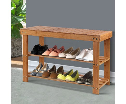 Artiss Bamboo Shoe Rack Wooden Seat Bench freeshipping - Awezingly