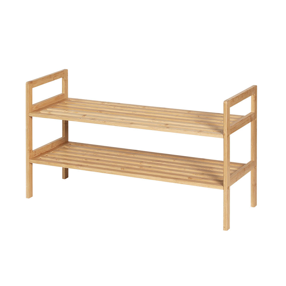 Artiss Shoe Rack Bamboo Storage Cabinet 2 Tiers Portable Organizer Shelf Pine Artiss