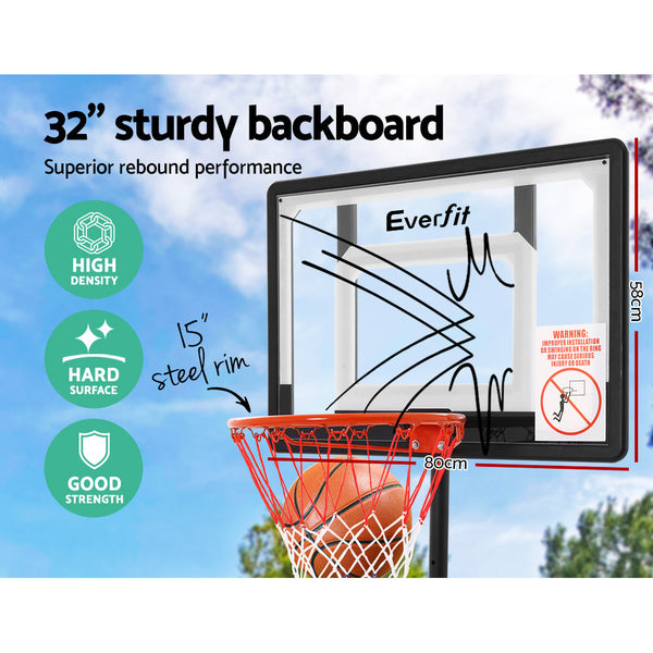 Everfit Adjustable Portable Basketball Stand Hoop System Rim 1.60m to 2.1m Everfit