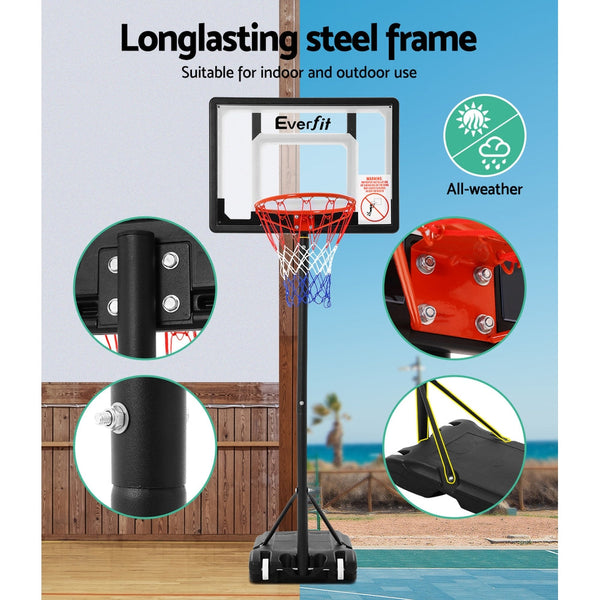 Everfit Adjustable Portable Basketball Stand Hoop System Rim 1.60m to 2.1m Everfit
