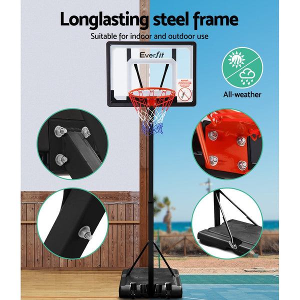 Everfit Adjustable Portable Basketball Stand Hoop System Rim - 2.1m to 2.6m Everfit