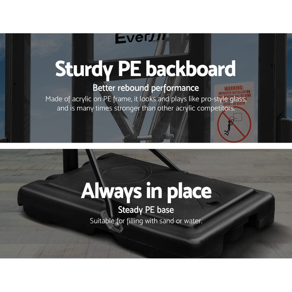 Everfit 3.05M Basketball Hoop Stand System Ring Portable Net Height Adjustable Black Everfit