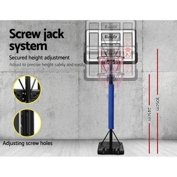Everfit 3.05M Basketball Hoop Stand System Ring Portable Net Height Adjustable Blue Everfit