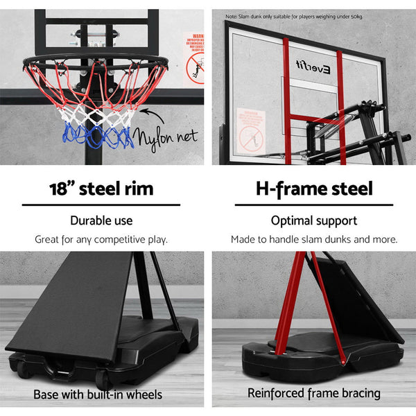 Everfit Pro Portable Basketball Stand System Ring Hoop Net Height Adjustable 3.05M Everfit