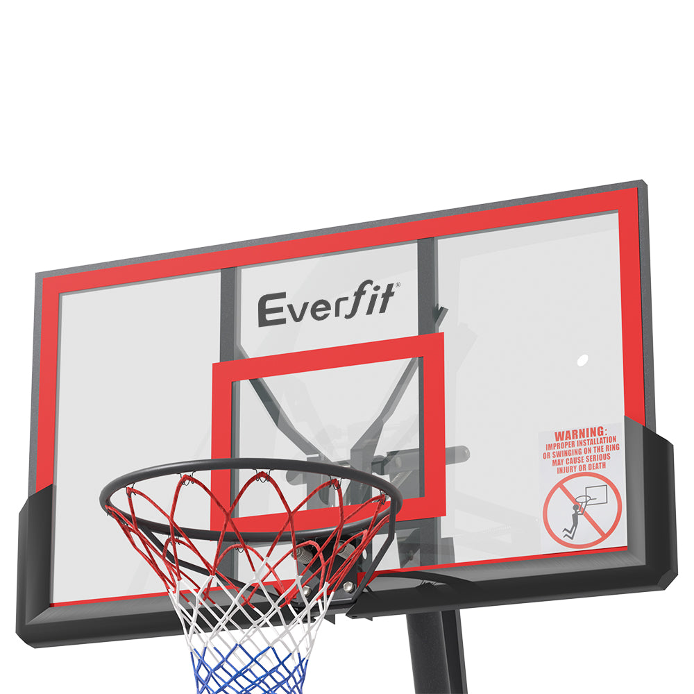 Everfit Portable Basketball Hoop Stand System Height Adjustable Net Ring Red Everfit