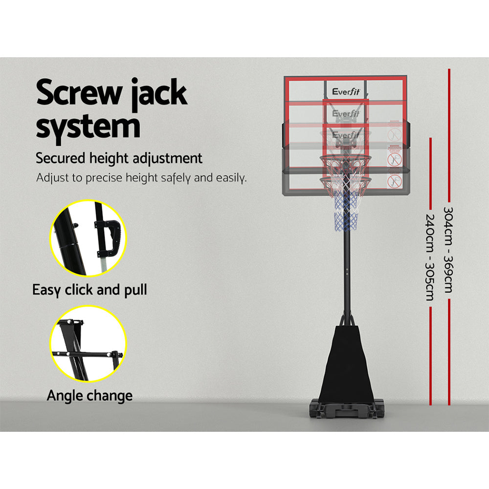 Everfit Portable Basketball Hoop Stand System Height Adjustable Net Ring Red Everfit
