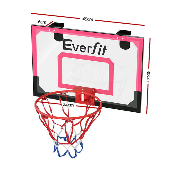 Everfit Mini Basketball Hoop Door Wall Mounted Kids Sports Backboard Indoor Red Everfit